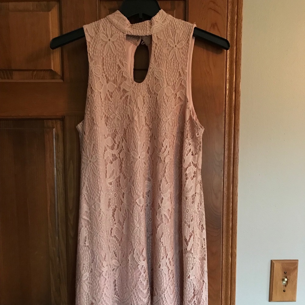 Baby doll pink lace dress.